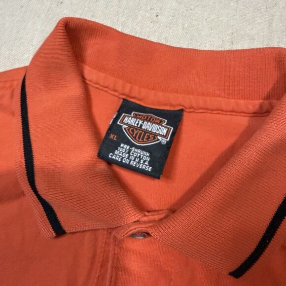 Harley Davidson Golf Polo Mens Sz XL 100% Cotton Orange Mid Ohio Springfield - Picture 3 of 6